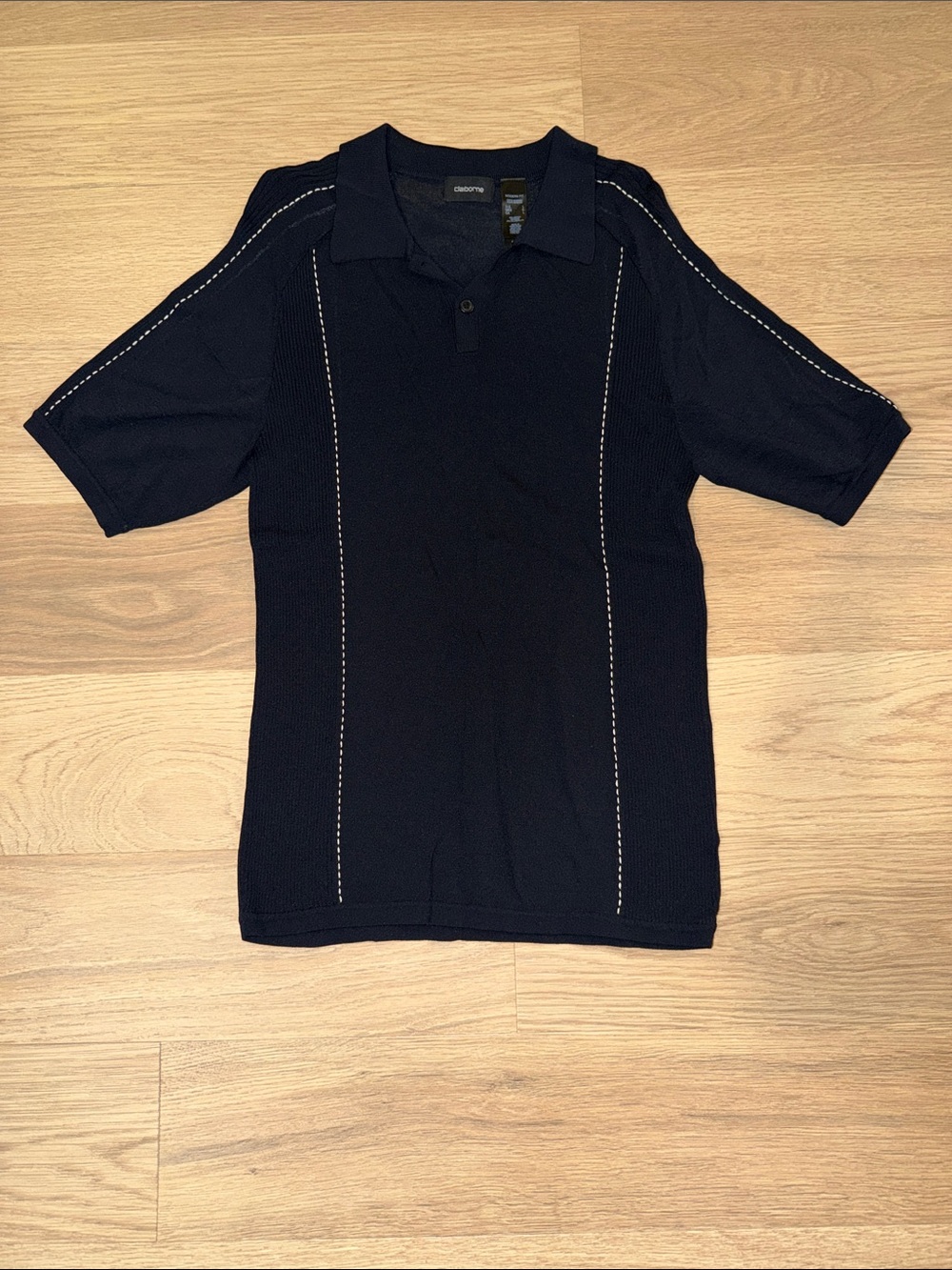 Claiborne Black Men's Polo with Contrast Stitching